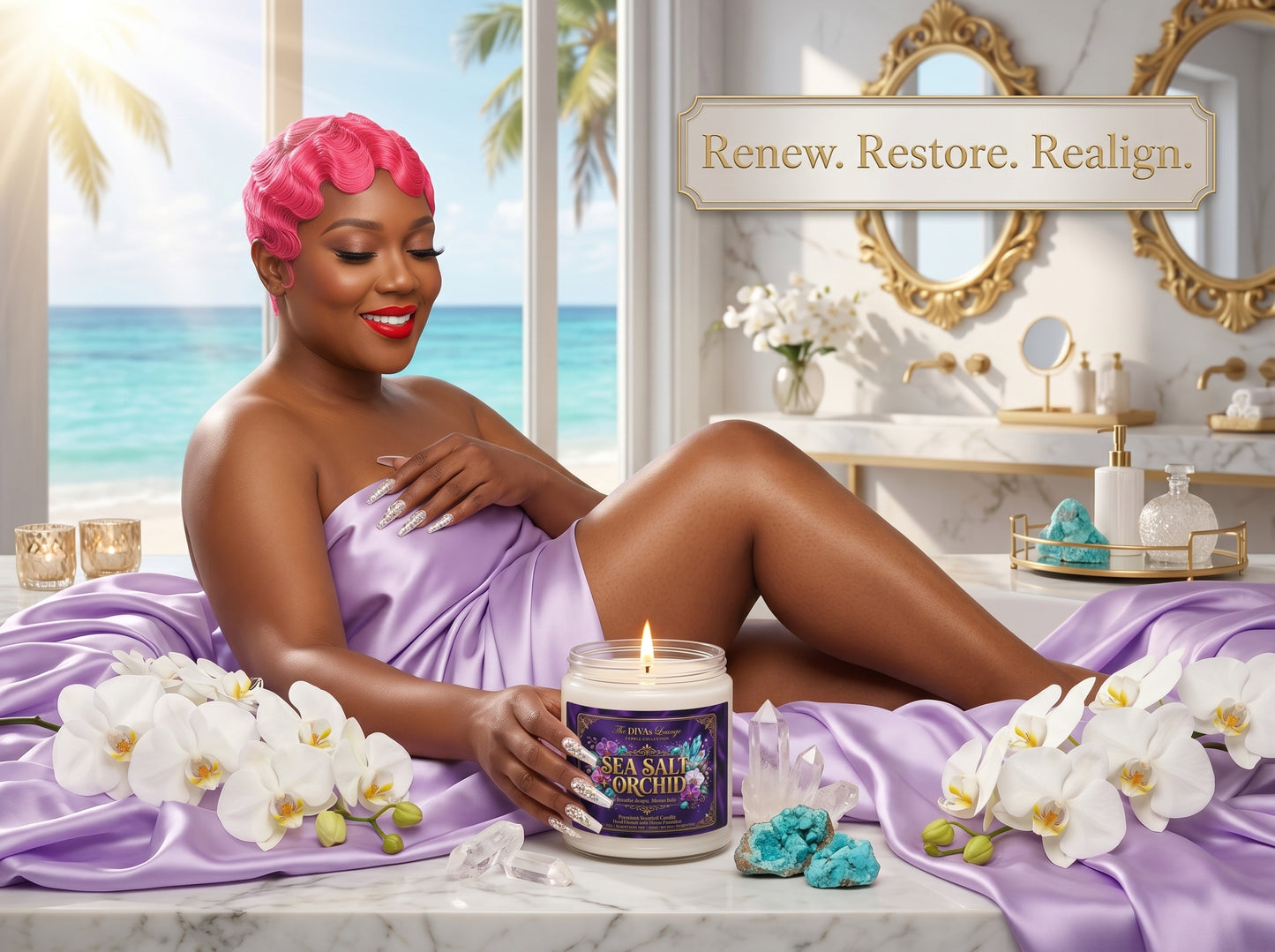 Sea Salt + Orchid Scented Candle