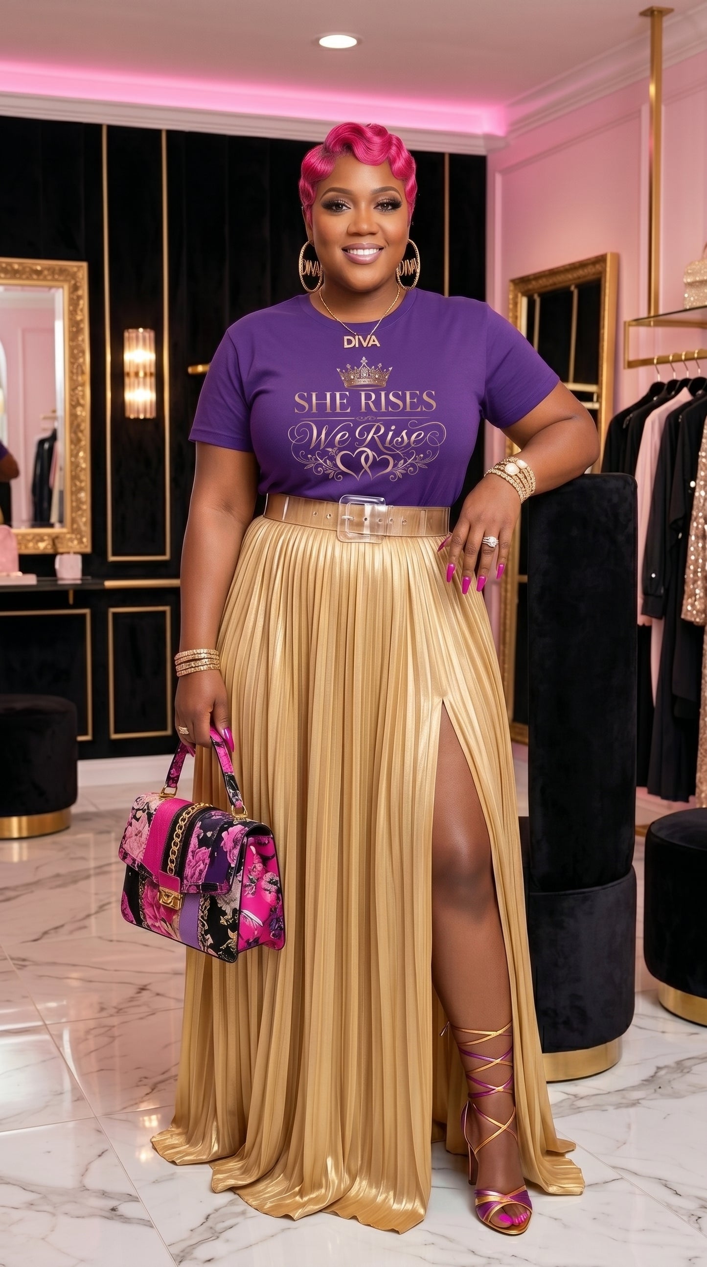 She Rises We Rise T-Shirt – Empowerment Shirt (Lila)