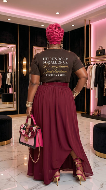 She Rises We Rise T‑Shirt — Empowerment Tee (Dark Chocolate)